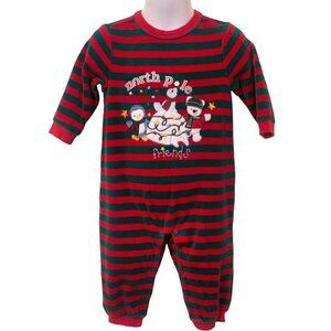 Starting Out Baby Boys North Pole Friends Pajamas Size 12M Long Sleeve Red Green